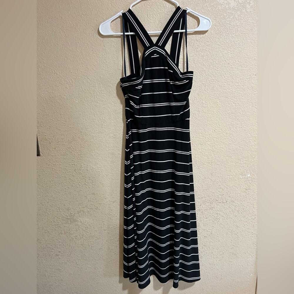 Tommy Hilfiger black striped halter fit and flare jersey midi dress 2